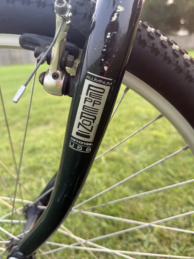 The Pepperoni fork as found, with the original brake pads.